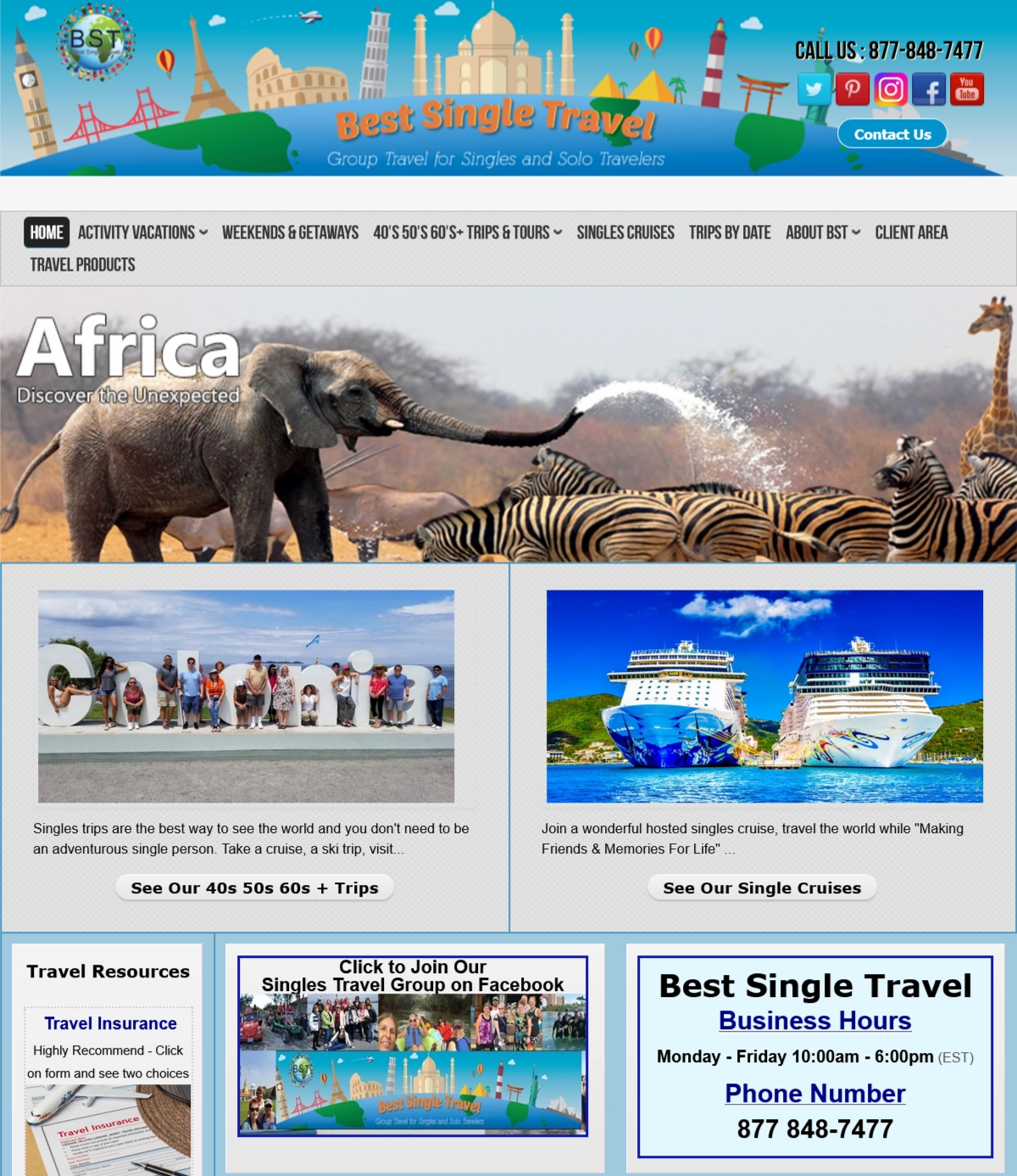 Best Single Travel website before redesign